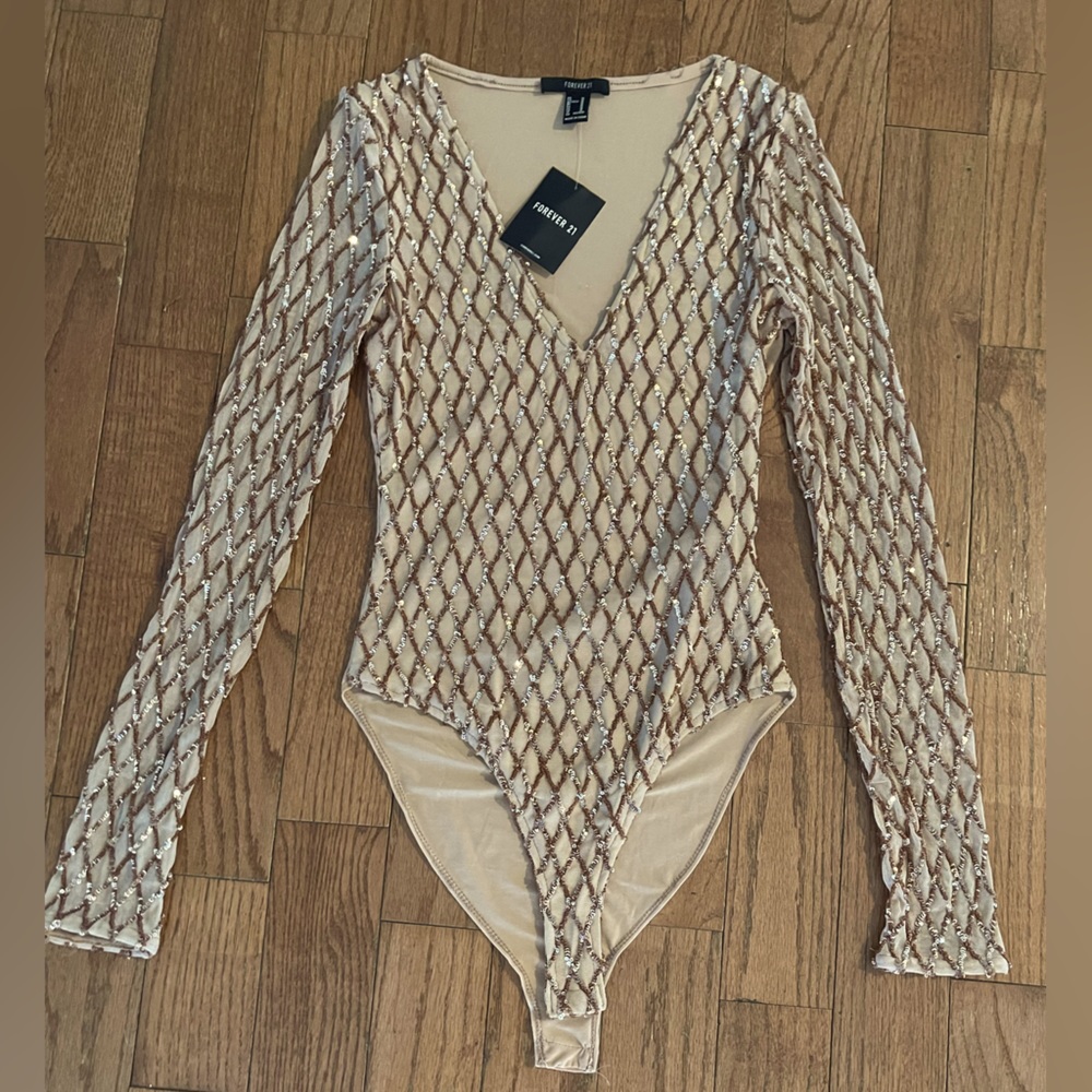 Nude sequin bodysuit